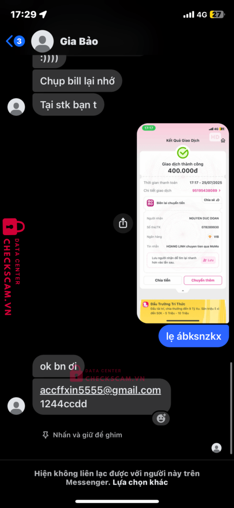 078289930 NGUYEN DUC DOAN VIB bị cảnh báo lừa đảo scam