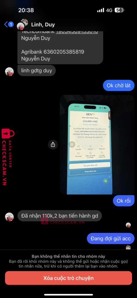 19034569153010 NGUYEN DUY Techcombank bị cảnh báo lừa đảo scam
