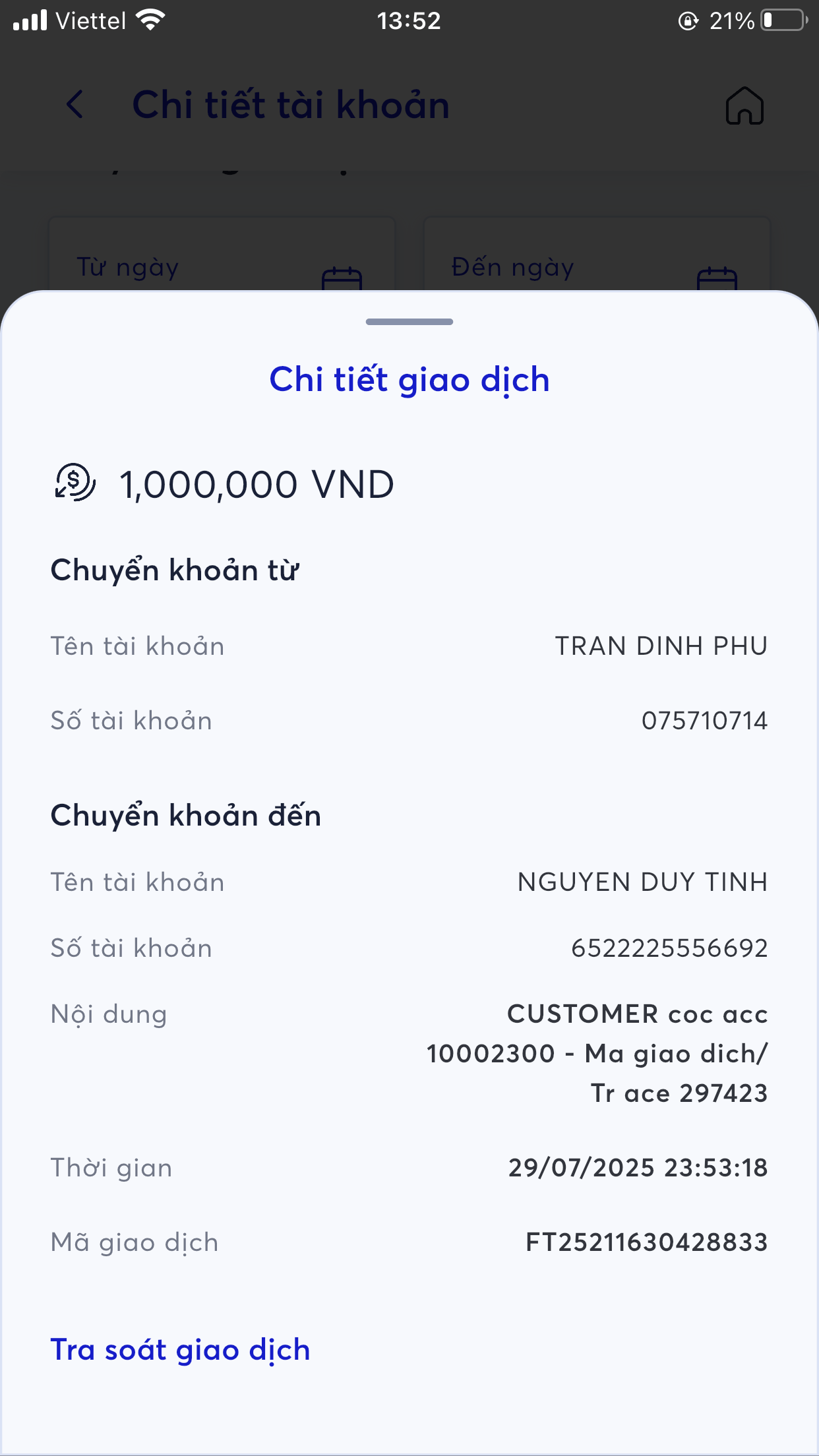 6522225556692 NGUYEN DUY TINH VP BANK bị cảnh báo lừa đảo scam