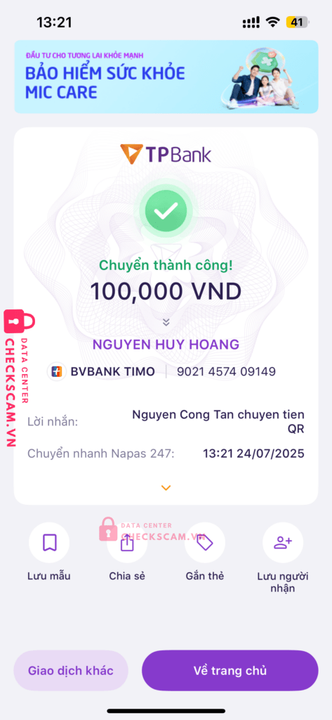 9021457409149 NGUYEN HUY HOANG Timo Bank bị cảnh báo lừa đảo scam