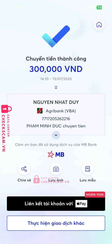 7717205262216 NGUYEN NHAT DUY Agribank bị cảnh báo lừa đảo scam
