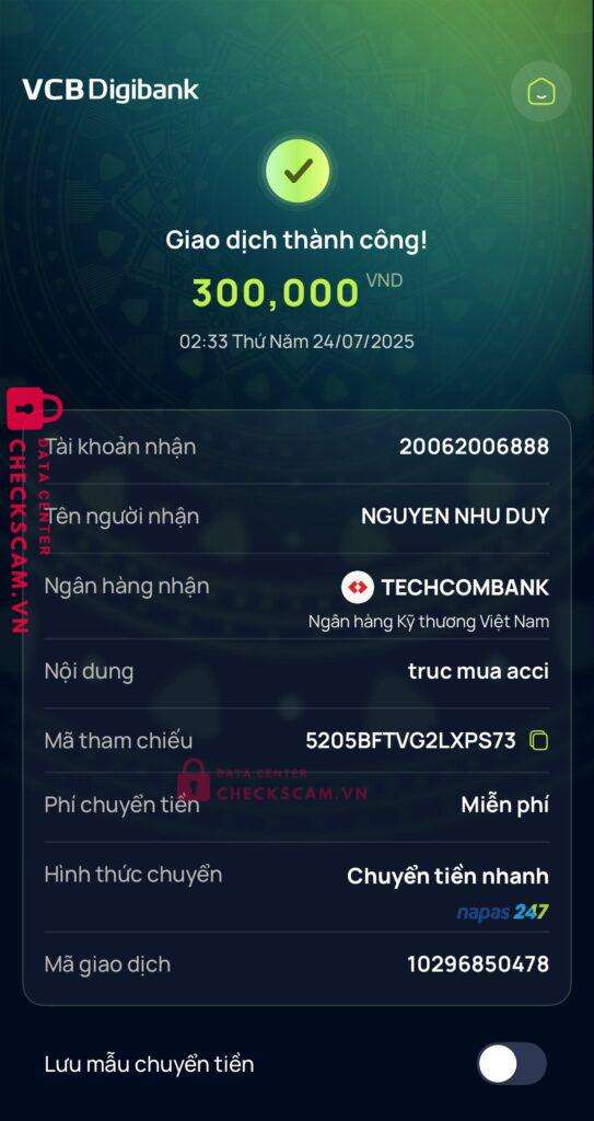 20062006888 NGUYEN NHU DUY Techcombank bị cảnh báo lừa đảo scam