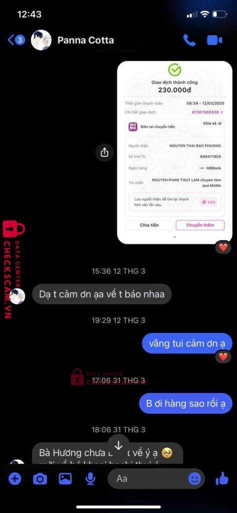 888471909 NGUYEN THAI BAO PHUONG MB Bank bị cảnh báo lừa đảo scam