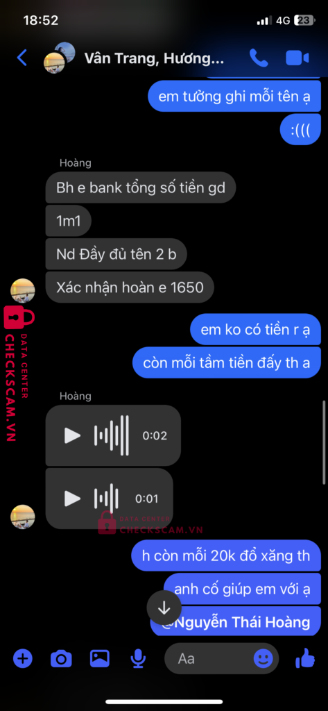 0979999805 NGUYEN THAI HOANG Vietcombank bị cảnh báo lừa đảo scam