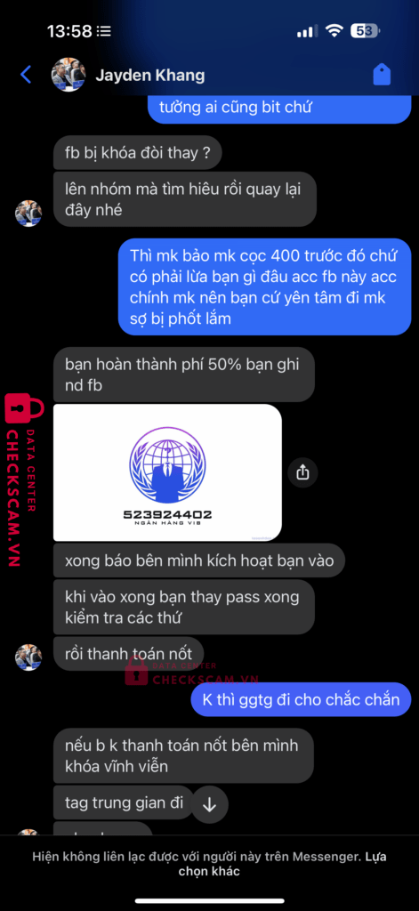523924403 NGUYEN THI ANH NHUNG VIB bị cảnh báo lừa đảo scam