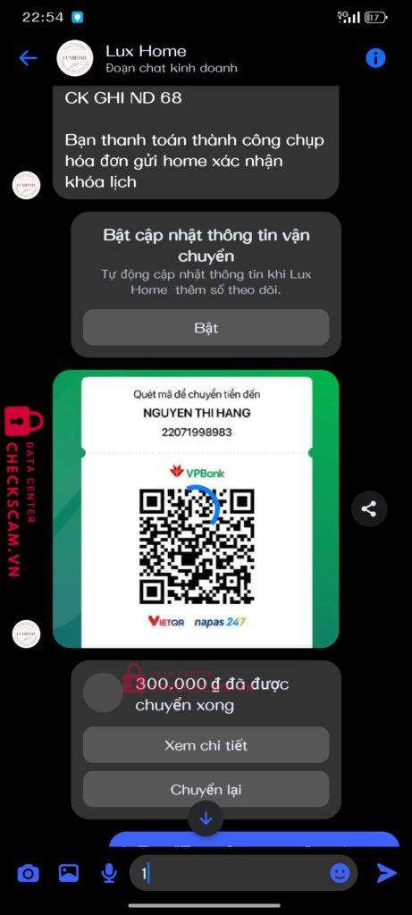 22071998983 NGUYEN THI HANG Vp bank bị cảnh báo lừa đảo scam