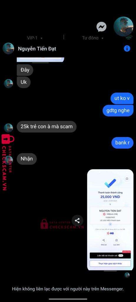 0326631431 NGUYEN TIEN DAT mb bank bị cảnh báo lừa đảo scam