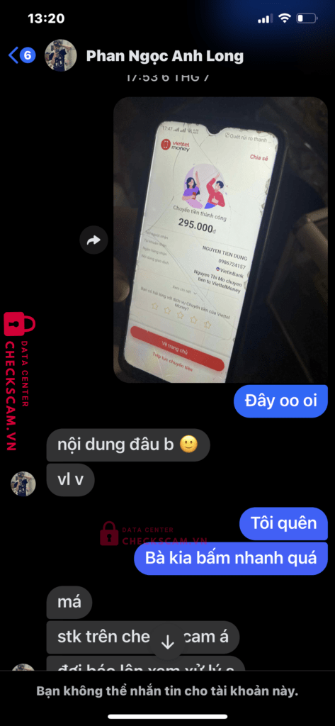 0986724157 NGUYEN TIEN DUNG VietinBank bị cảnh báo lừa đảo scam