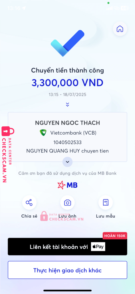 0371004888888 NGUYEN TRAN TRONG DAT Vietcombank bị cảnh báo lừa đảo scam