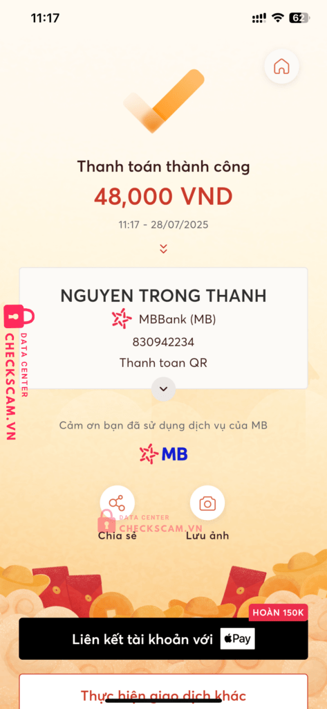 830942234 NGUYEN TRONG THANH MB BANK bị cảnh báo lừa đảo scam