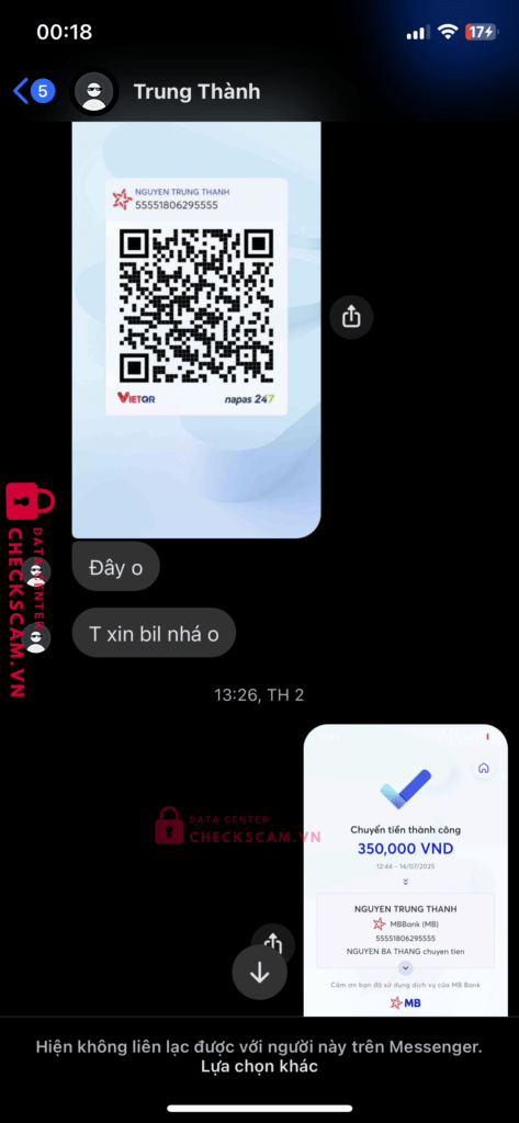 55551806295555 NGUYEN TRUNG THANH MB Bank bị cảnh báo lừa đảo scam