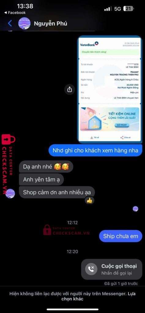 7544667 Nguyen Truong Thien Phu ACB bị cảnh báo lừa đảo scam