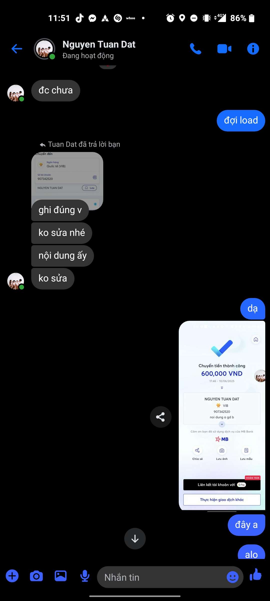 907342520 NGUYEN TUAN DAT VIB BANK bị cảnh báo lừa đảo scam