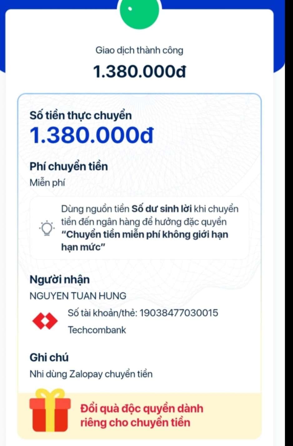 19038477030015 NGUYEN TUAN HUNG Techcombank bị cảnh báo lừa đảo scam