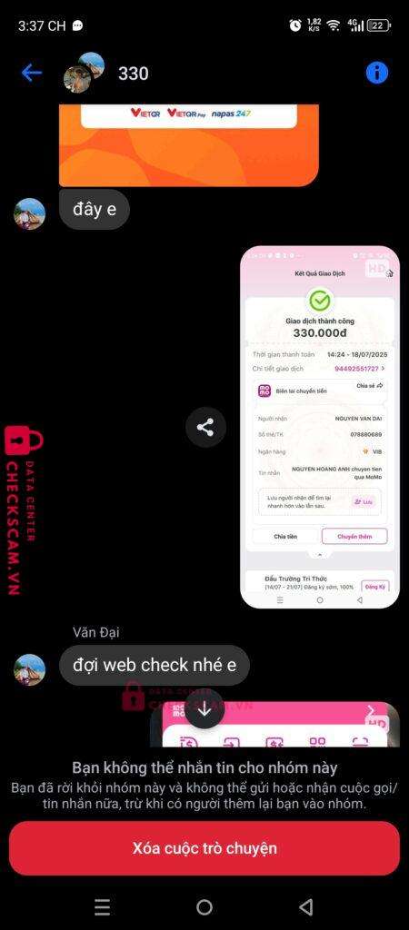 078880689 NGUYEN VAN DAI VIB bị cảnh báo lừa đảo scam