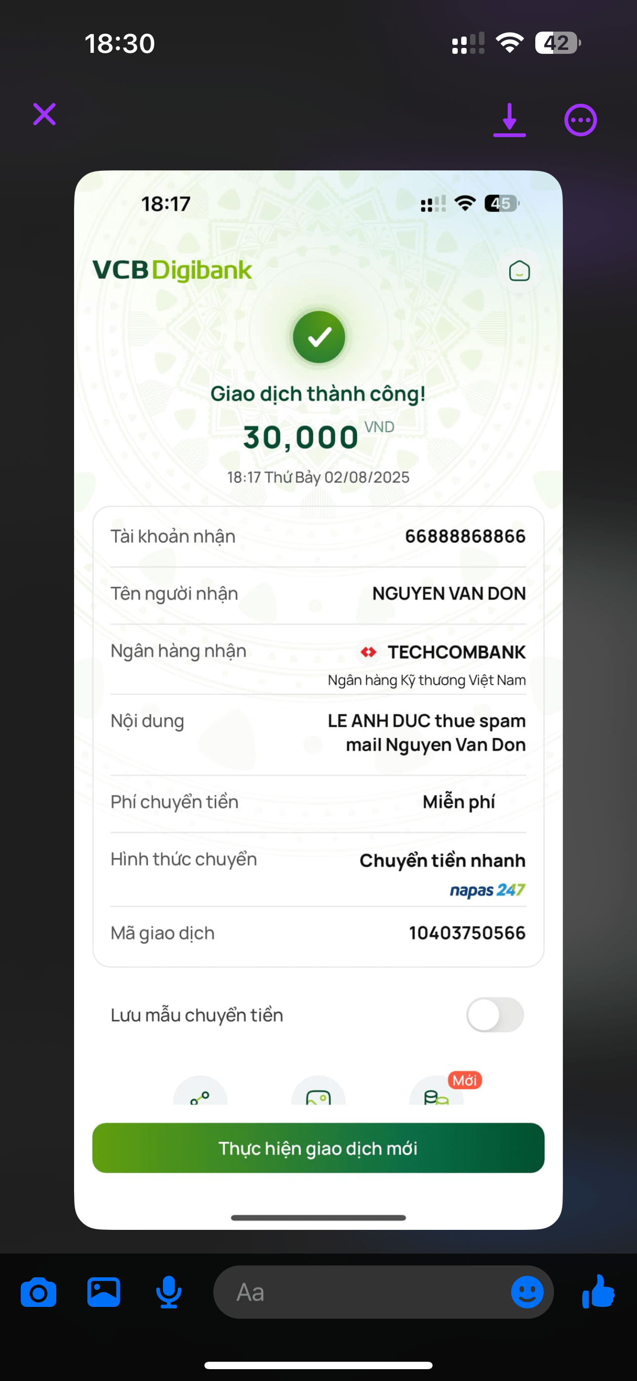 66888868866 NGUYEN VAN DON Techcombank bị cảnh báo lừa đảo scam