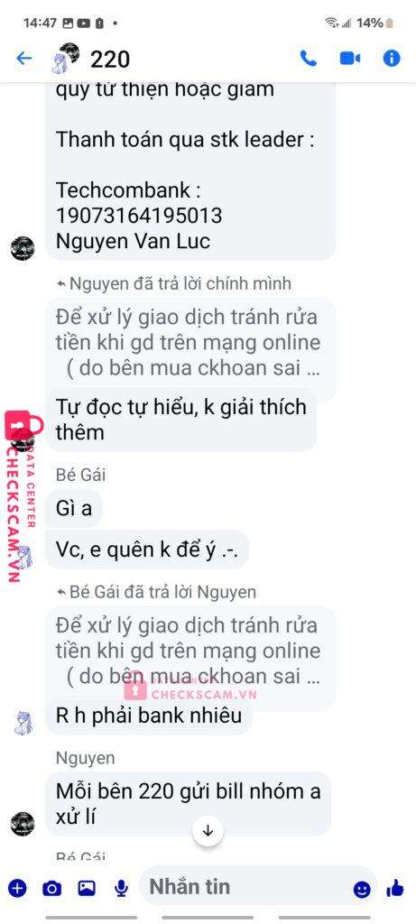19073164195013 NGUYEN VAN LUC Techcombank bị cảnh báo lừa đảo scam
