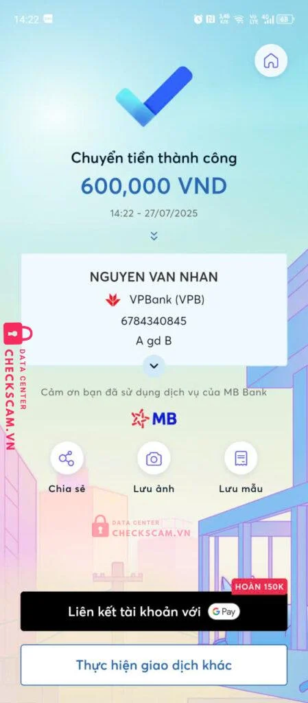 6784340845 NGUYEN VAN NHAN VP BANK bị cảnh báo lừa đảo scam