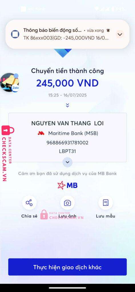 368866931781002 NGUYEN VAN THANG LOI MSB bị cảnh báo lừa đảo scam