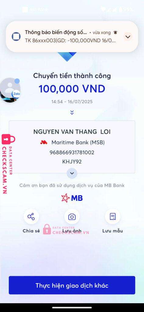 368866931781002 NGUYEN VAN THANG LOI MSB bị cảnh báo lừa đảo scam