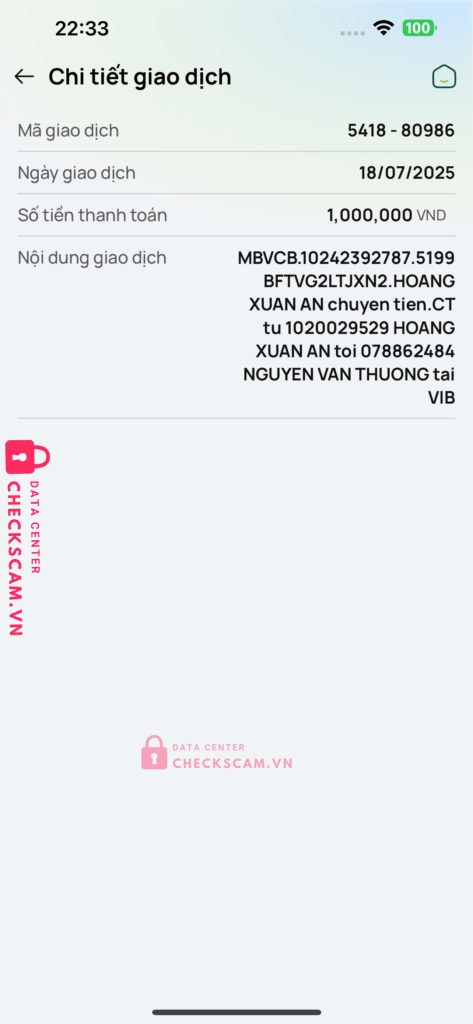 078862484 NGUYEN VAN THUONG VIB bị cảnh báo lừa đảo scam