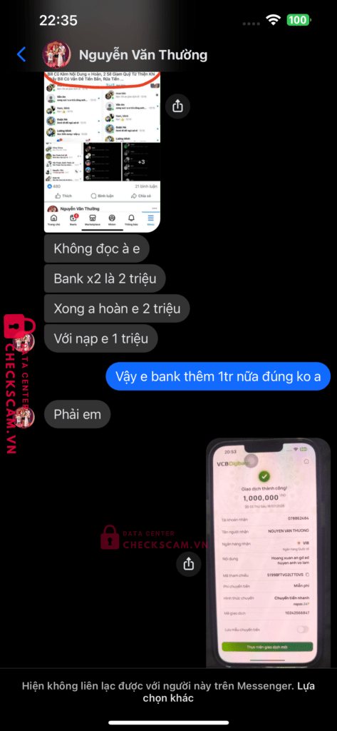 078862484 NGUYEN VAN THUONG VIB bị cảnh báo lừa đảo scam