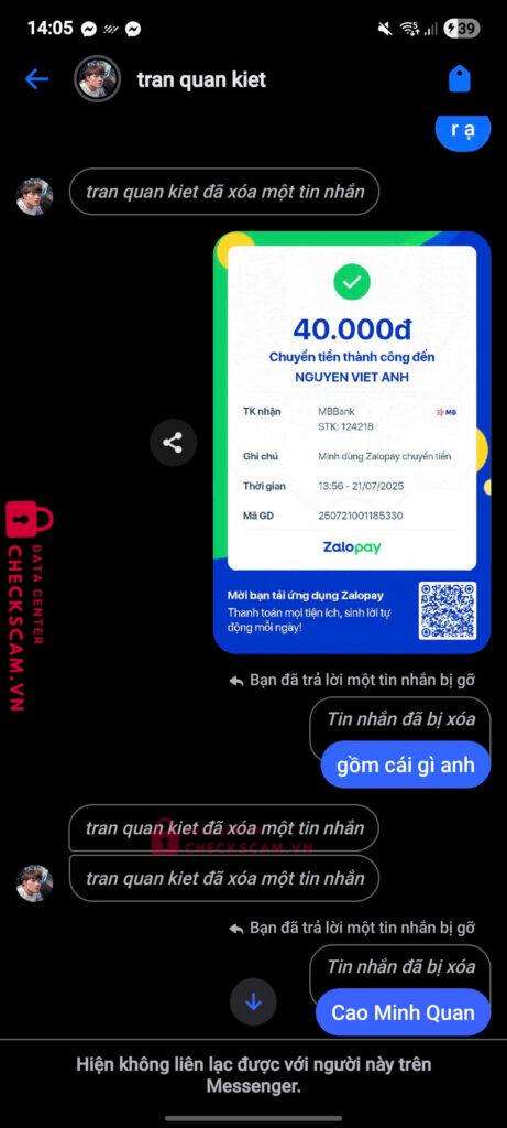 124218 NGUYEN VIET ANH MB BANK bị cảnh báo lừa đảo scam