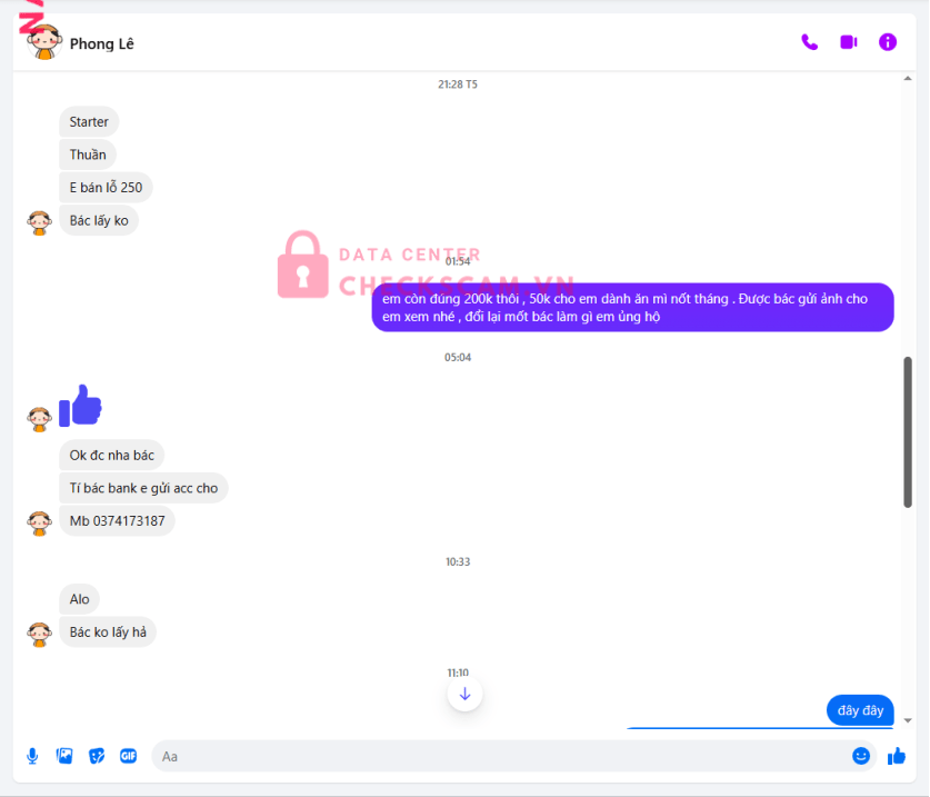 0374173187 NGUYEN VO DAC THE MB bị cảnh báo lừa đảo scam