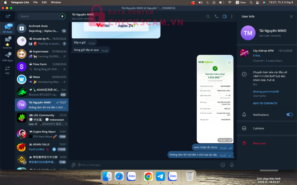 08222568888 NONG QUOC TRUC MB BANK bị cảnh báo lừa đảo scam