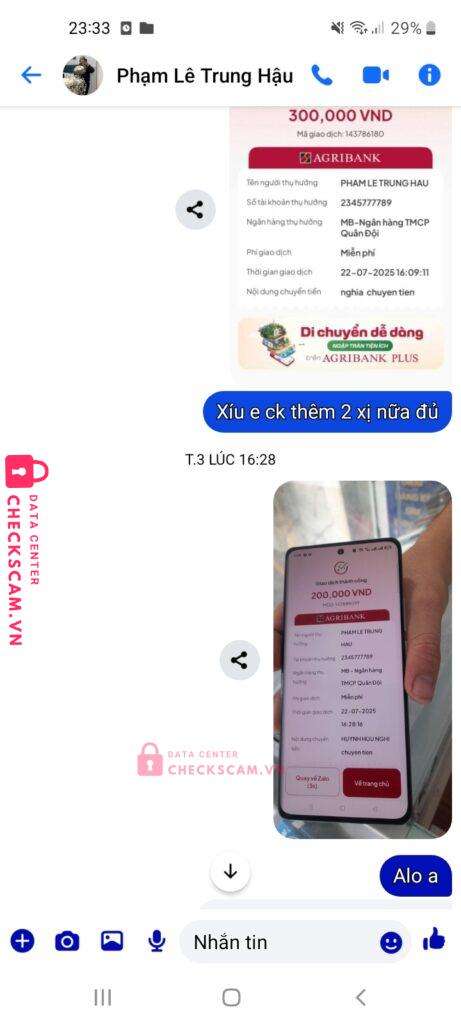 2345777789 PHAM LE TRUNG HAU MB Bank bị cảnh báo lừa đảo scam