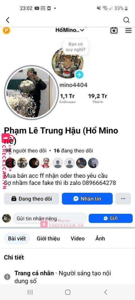 2345777789 PHAM LE TRUNG HAU MB bị cảnh báo lừa đảo scam