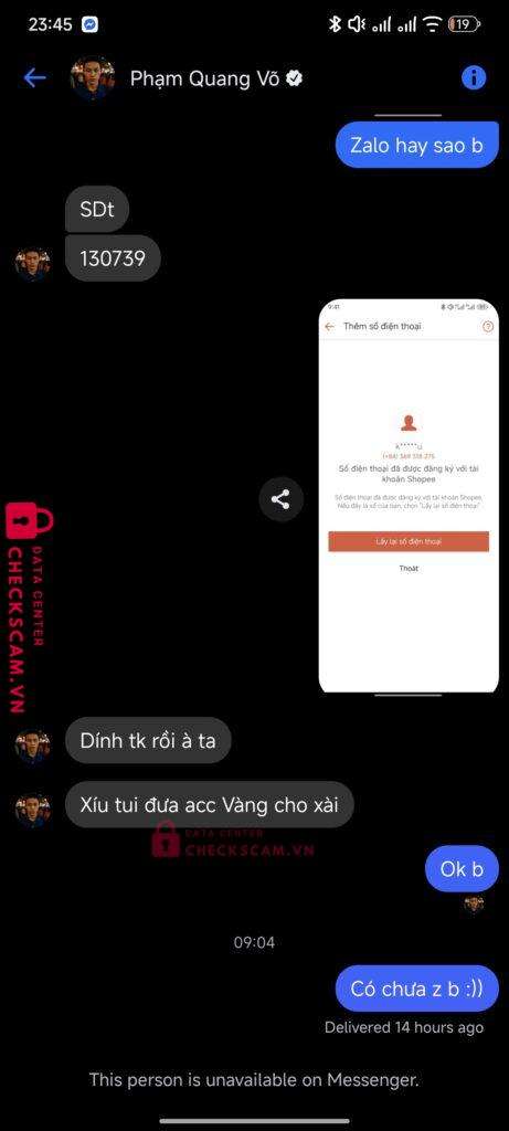 1151612003 PHAM QUANG VO MB Bank bị cảnh báo lừa đảo scam