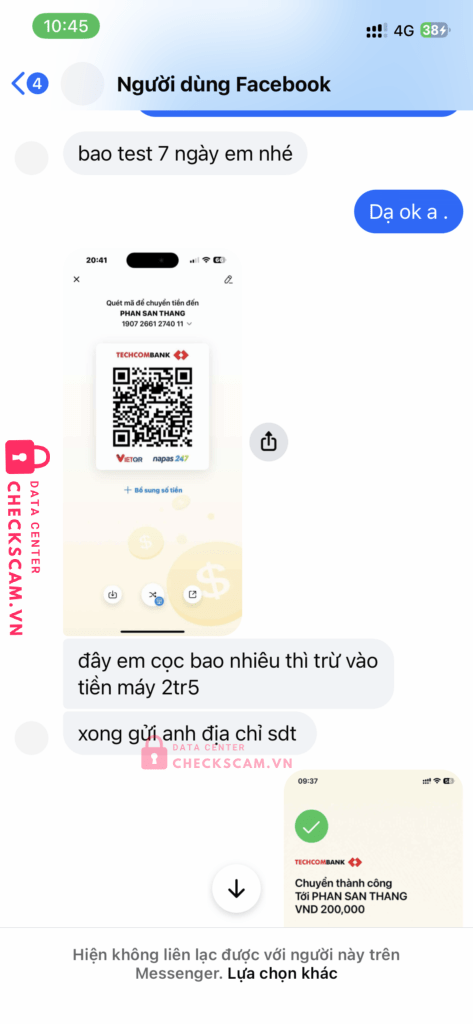 19072661274011 PHAM SAN THANG Techcombank bị cảnh báo lừa đảo scam