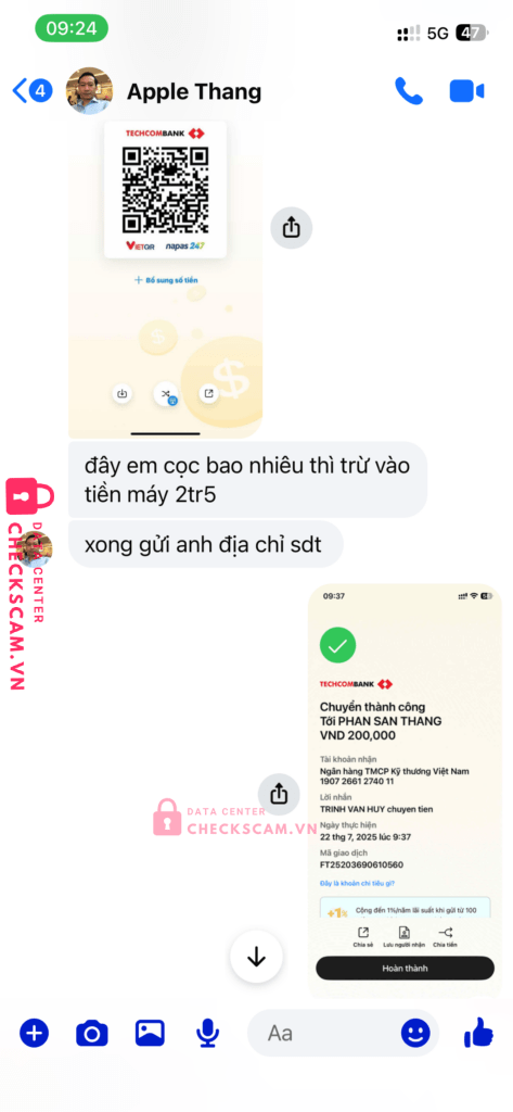 19072661274011 PHAM SAN THANG Techcombank bị cảnh báo lừa đảo scam