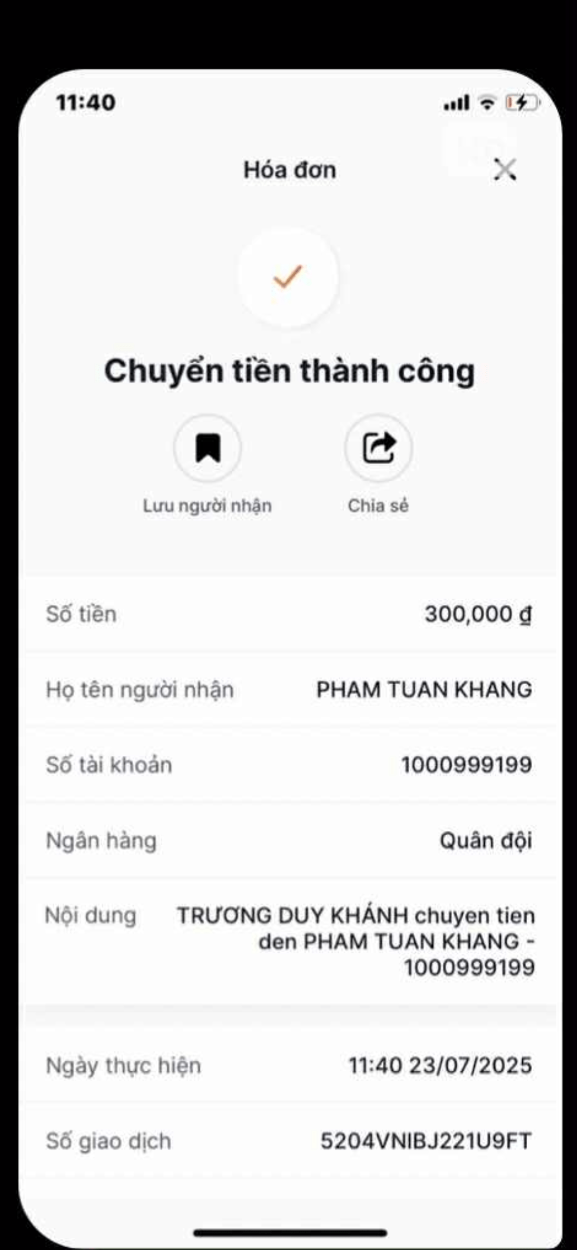 1000999199 PHAM TUAN KHANG MB BANK bị cảnh báo lừa đảo scam