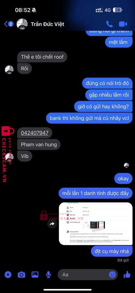 042407947 PHAM VAN HUNG vib bị cảnh báo lừa đảo scam