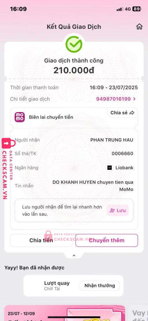 0006660 PHAN TRUNG HAU lio bank bị cảnh báo lừa đảo scam