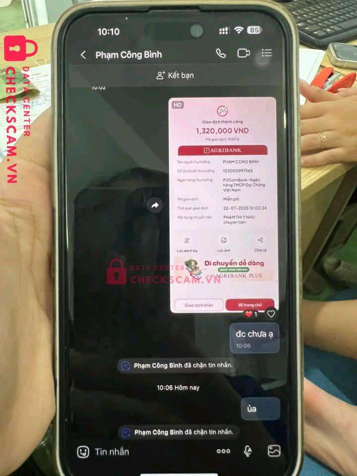 103000997565 PHAM CONG BINH PVComBank bị cảnh báo lừa đảo scam