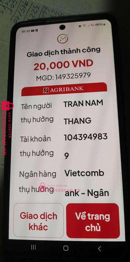 1043949839 TRAN ANH THANG Vietcombank bị cảnh báo lừa đảo scam