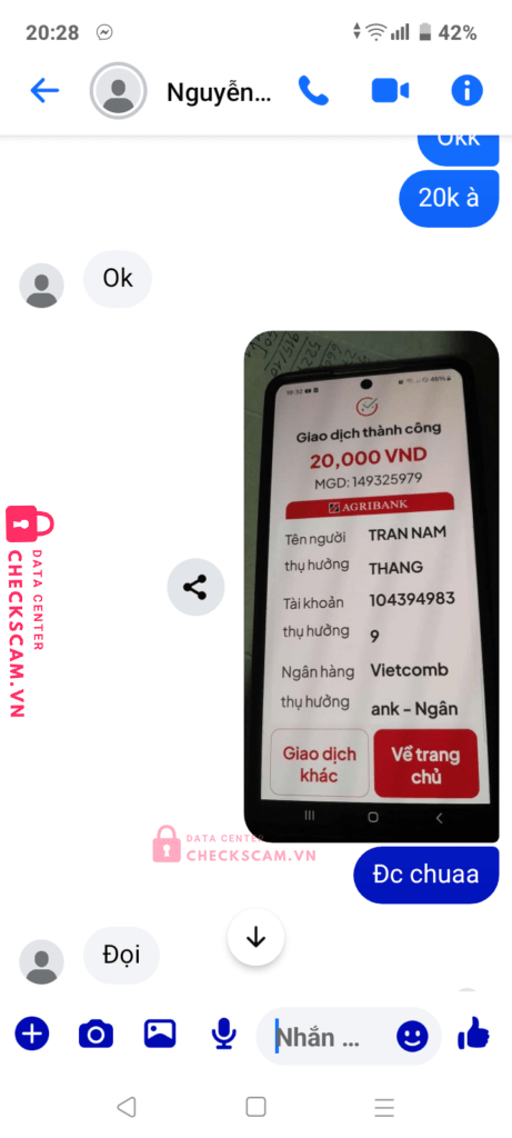 1043949839 TRAN NAM THANG Vietcombank bị cảnh báo lừa đảo scam