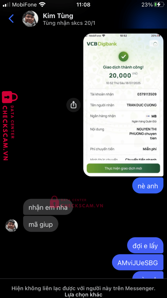 0379113509 TRAN DUC CUONG MB Bank bị cảnh báo lừa đảo scam