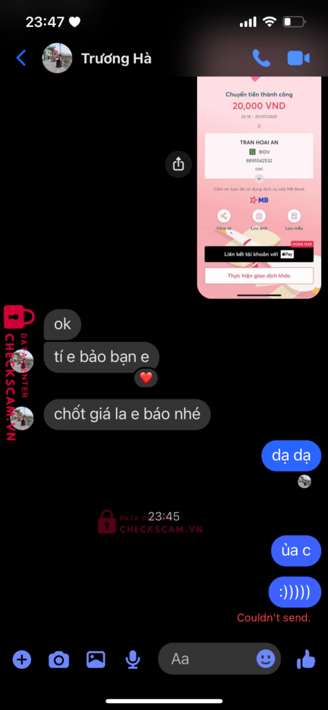 8895542532 TRAN HOAI AN BIDV bị cảnh báo lừa đảo scam