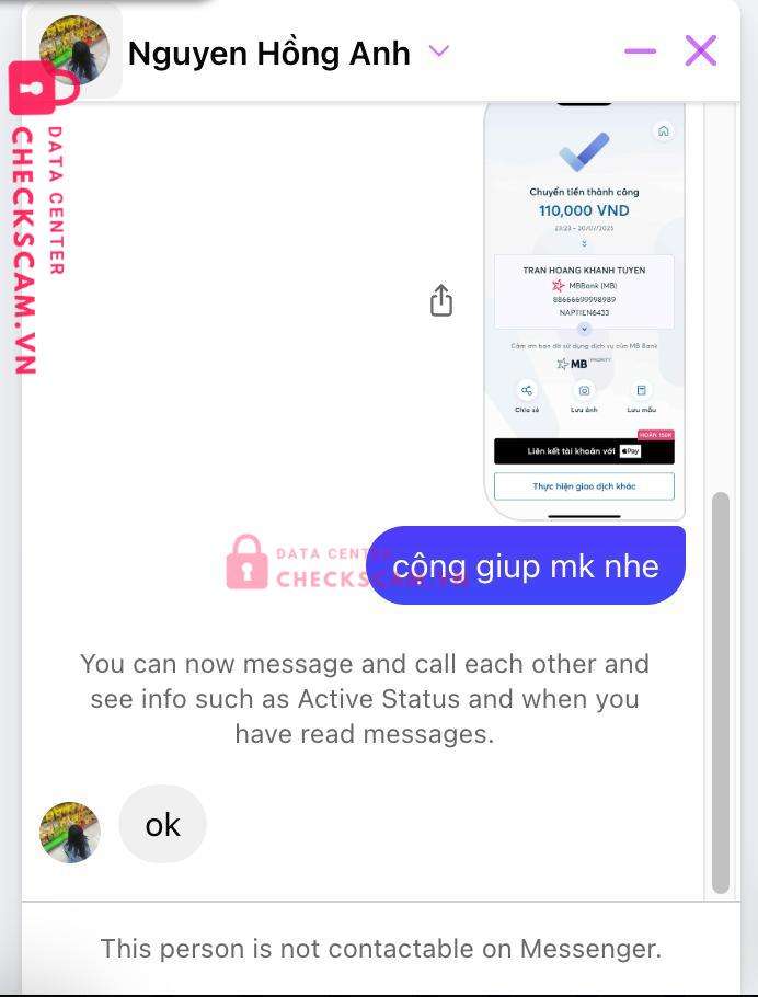 88666699998989 TRAN HOANG KHANH TUYEN MB BANK bị cảnh báo lừa đảo scam