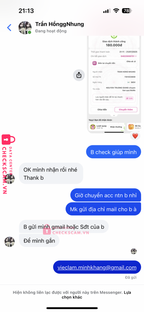 1161033659 TRAN HONG NHUNG Bidv bị cảnh báo lừa đảo scam