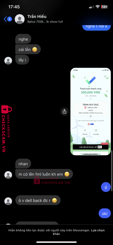 162322 TRAN HUY DUC MB BANK bị cảnh báo lừa đảo scam