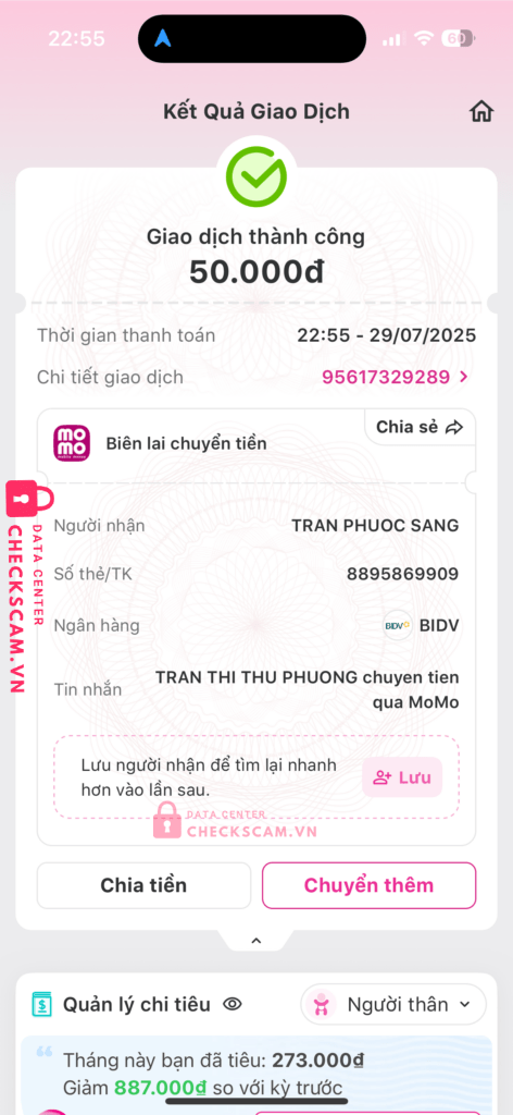 8840809909 TRAN PHUOC SANG BIDV bị cảnh báo lừa đảo scam