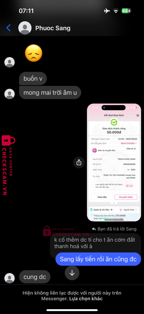 8840809909 TRAN PHUOC SANG BIDV bị cảnh báo lừa đảo scam