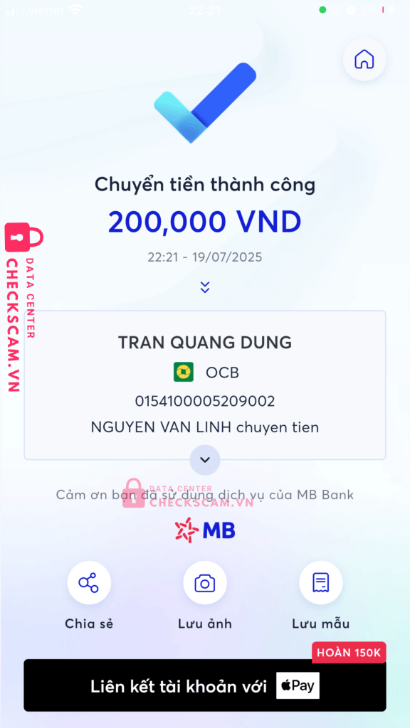 0154100005209002 TRAN QUANG DUNG OCB bị cảnh báo lừa đảo scam