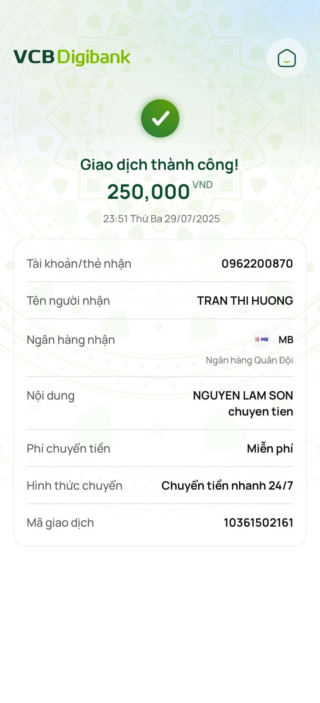 0962200870 TRAN THI HUONG MB BANK bị cảnh báo lừa đảo scam