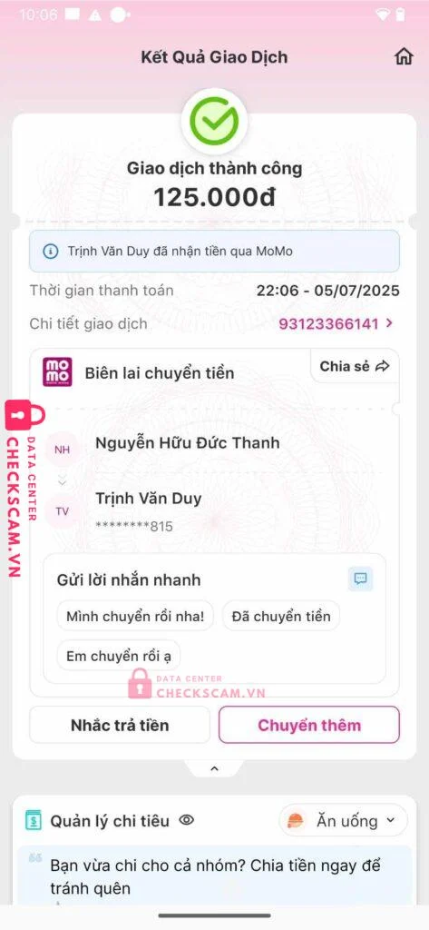 0777939815 TRINH VAN DUY Momo bị cảnh báo lừa đảo scam